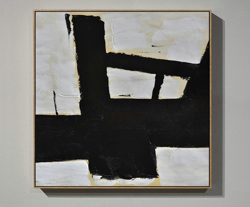Extra Large Textured Painting On Canvas,Handmade Minimal Art Palette Knife Canvas Painting, Black White Beige - Large Abstract Art Handmade Acrylic Painting